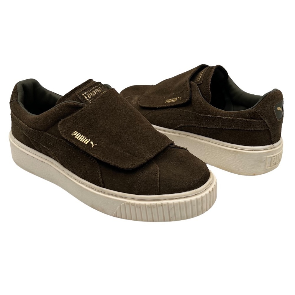 Puma Green Suede Platform Hook And Loop Sneakers Size 9.5 Women's